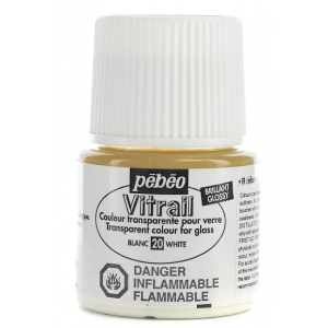 Farba witrażowa do szkła Pebeo Vitrail 45ml, Biała/20 White transparentna